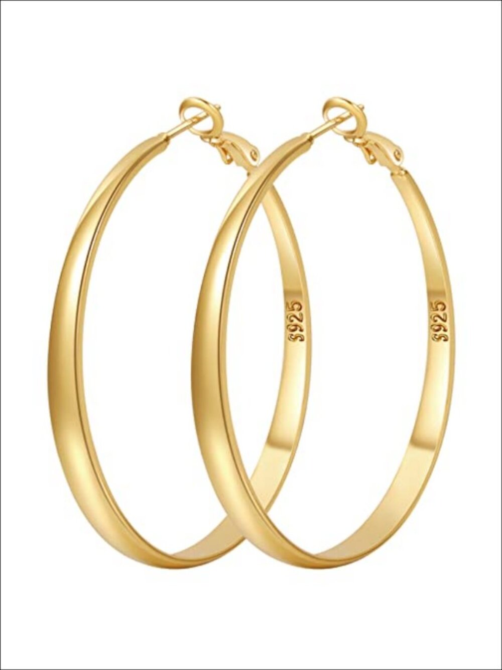 925 Sterling Silver Hoop Earrings Hypoallergenic Lightweight Large Thin